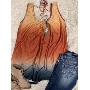 Lily by Firmiana Navy & Rust Color Block Tank sz S